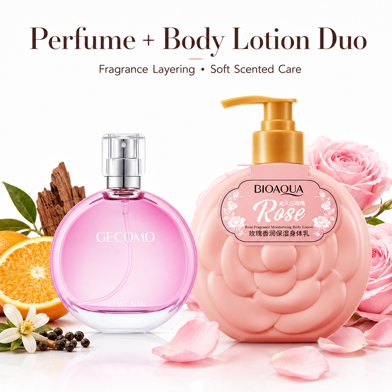 Perfume Fragrance Body Lotion - GECOMO Damesparfumset 50ml + Rozen Bodylotion,